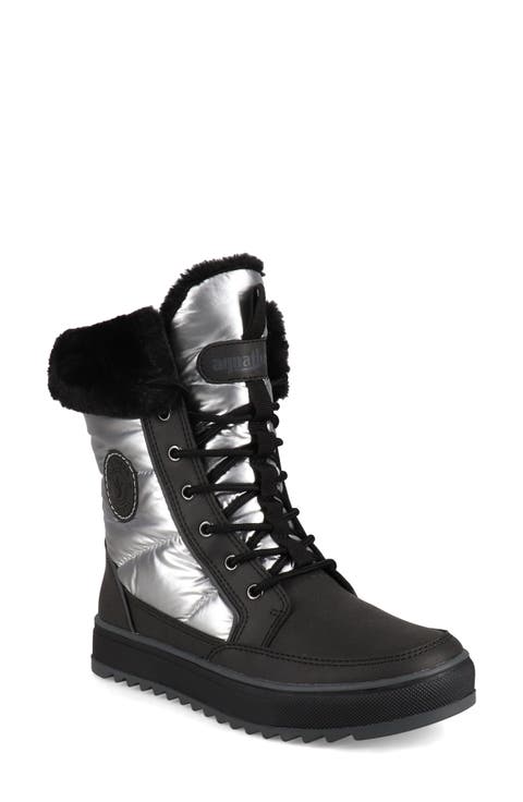 Minden Metallic Faux Fur Lined Lace-Up Boot (Women)