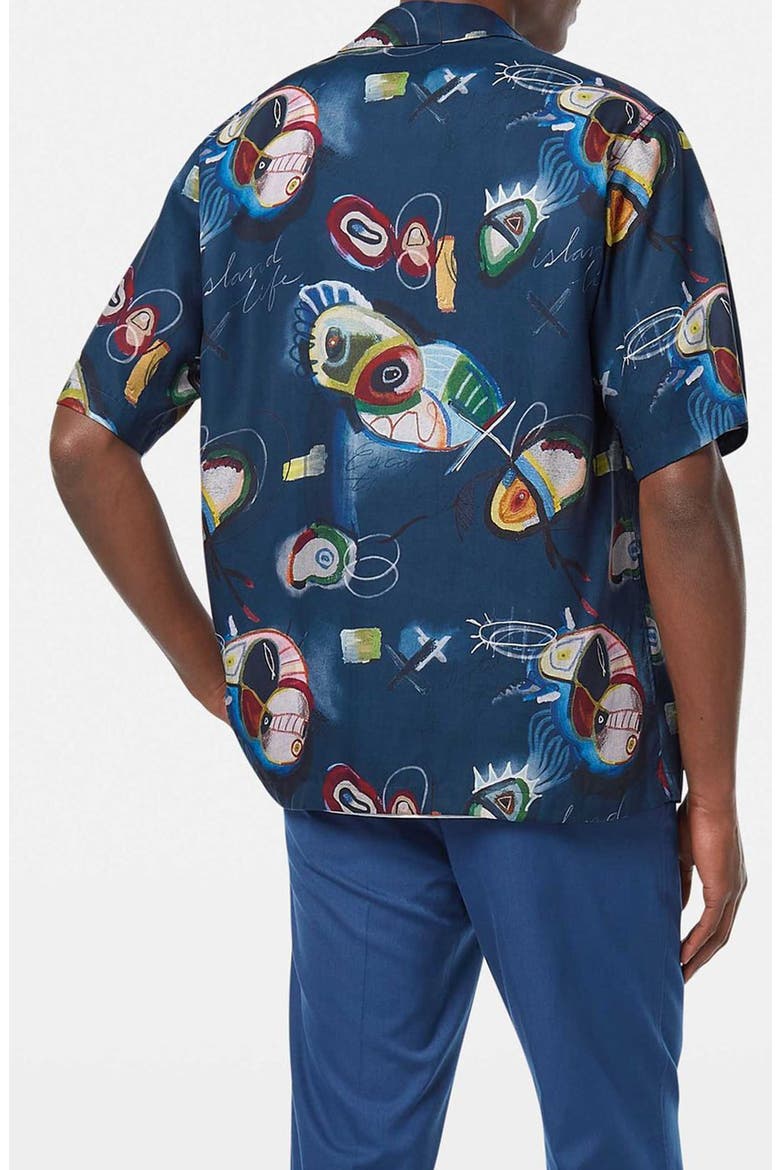 Abstract Print Lyocell Camp Shirt, Alternate, color, ABSTRACT ISLAND NIGH