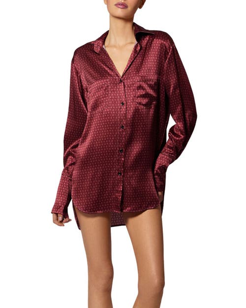 Kiki De Montparnasse Silk Lounge Moi Et Toi Nightshirt In Brown