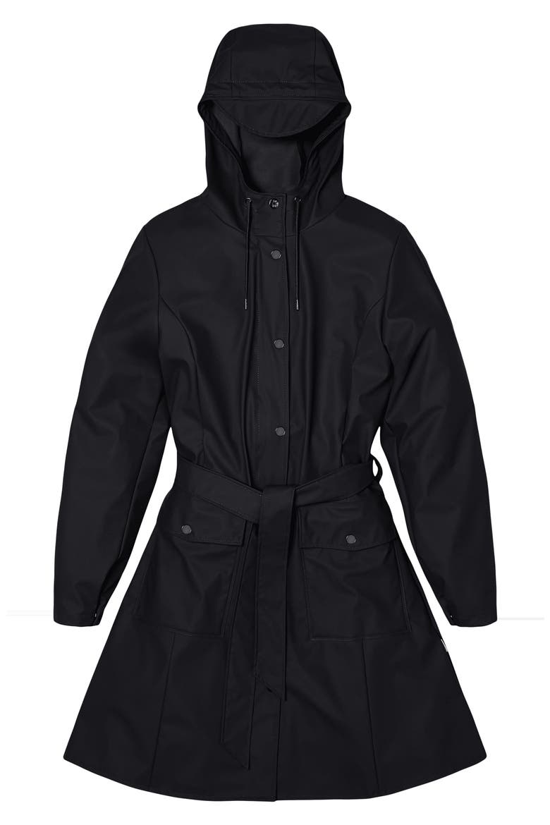 Curve Waterproof Belted Jacket, Alternate, color, BLACK
