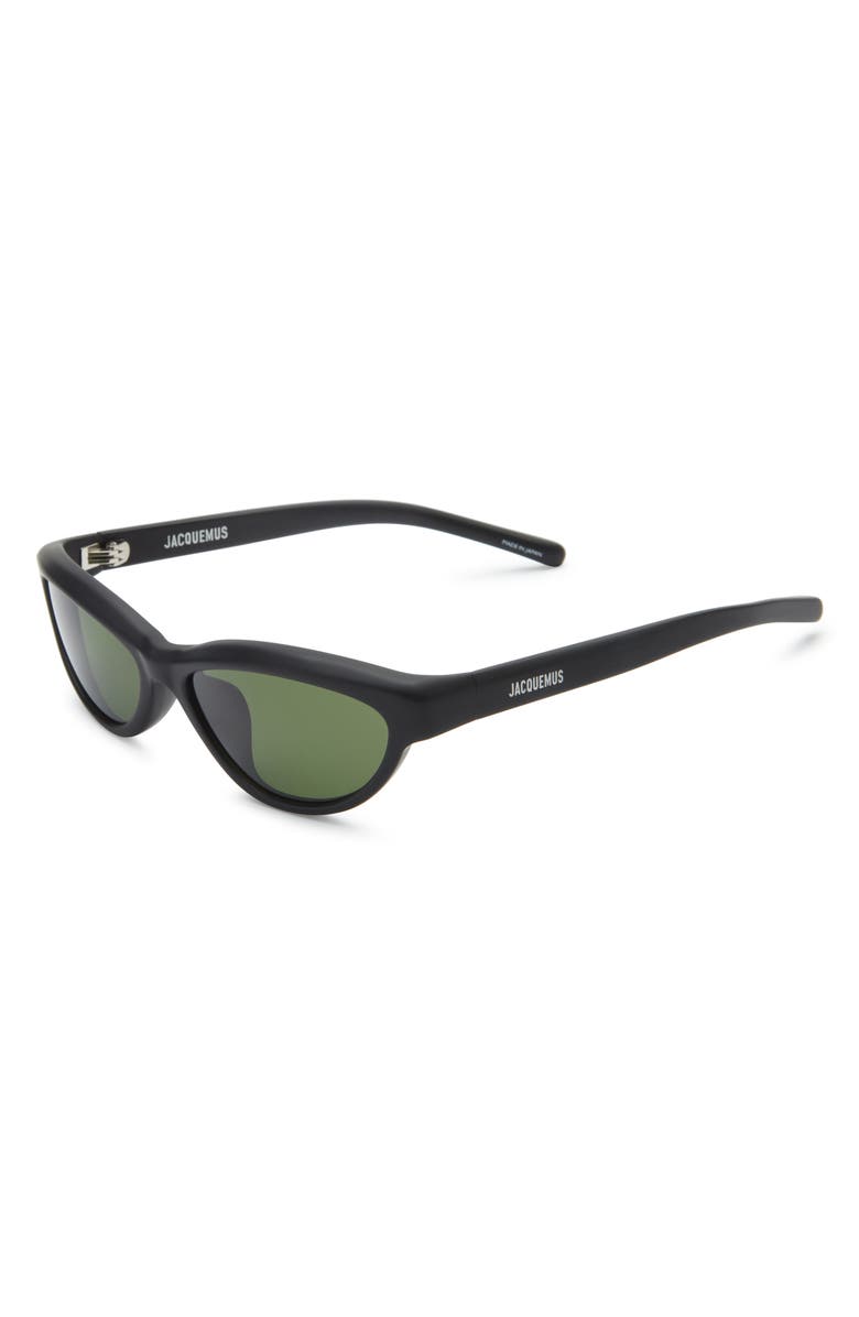 Jacquemus The Curvo Cat Eye Sunglasses, Alternate, color, Matt Black/Silver/Green
