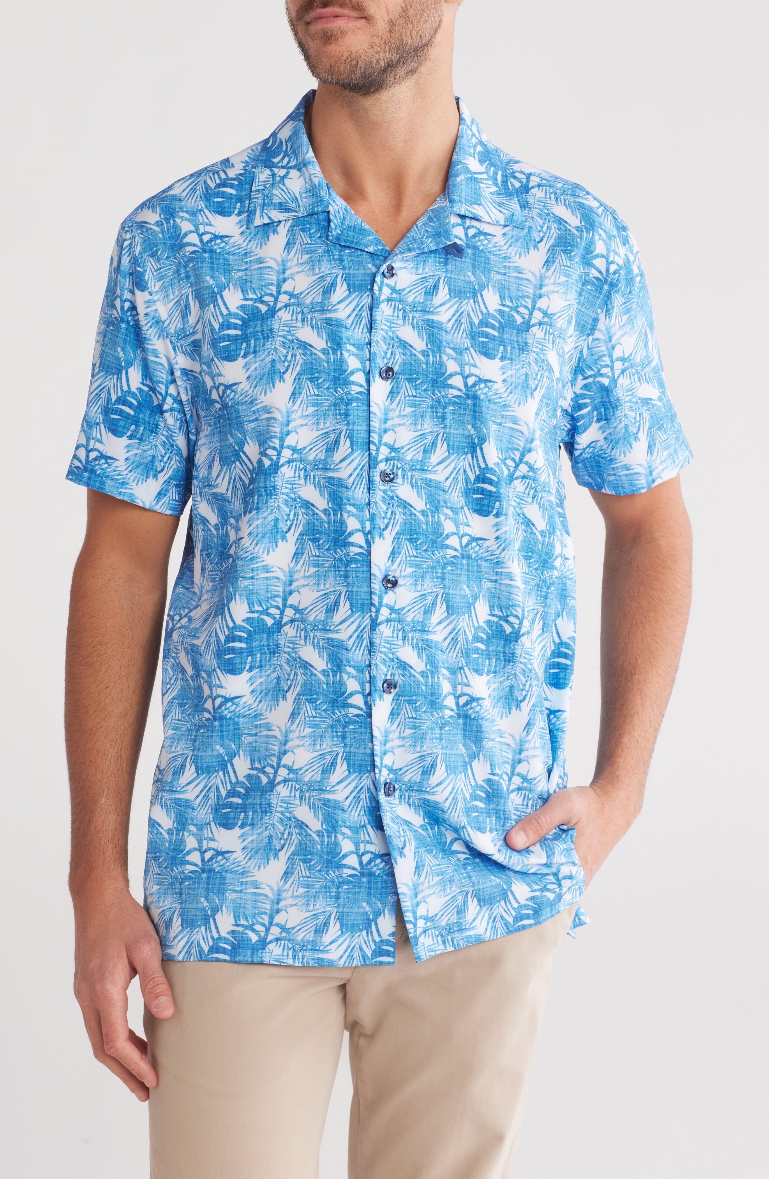 CONSTRUCT Duo Palm Print Camp Shirt