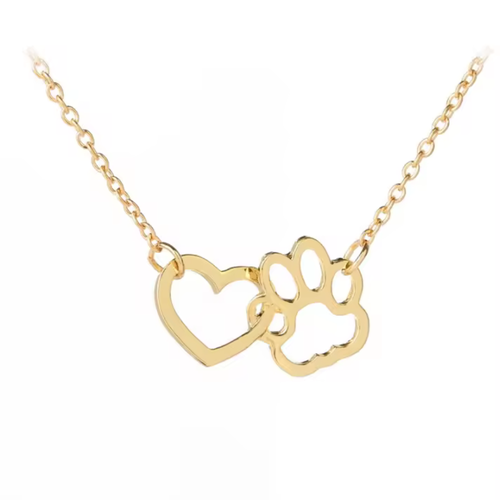 Hollywood Sensation Heartpaws 18k Gold Plated Heart And Paw Necklace In Gold