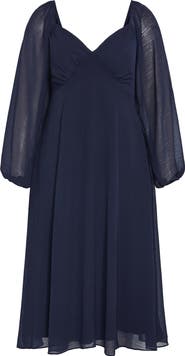 City Chic Flirty Long Sleeve Cocktail Midi Dress