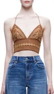 Alice + Olivia Carli Beaded Embroidered Halter Bra Top