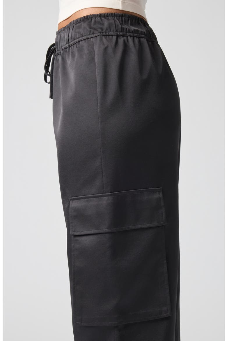 Satin Cargo Pants, Alternate, color, BLACK