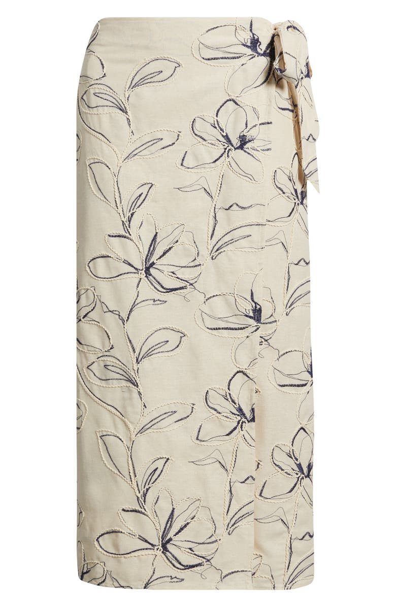Anne Klein Embroidered Faux Wrap Midi Skirt, Alternate, color, 