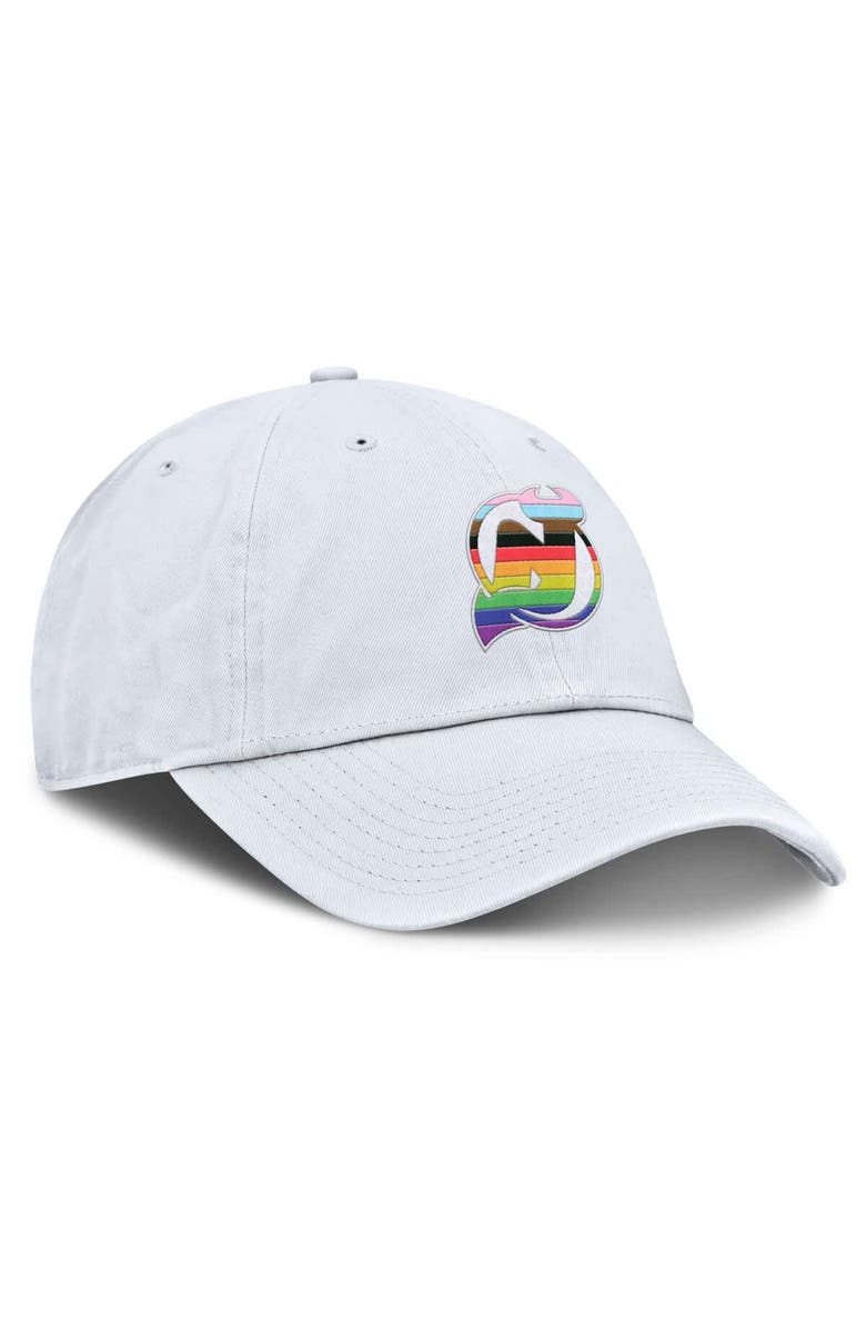 FANATICS Men's Fanatics White New Jersey Devils PRIDE Adjustable Hat, Alternate, color, White