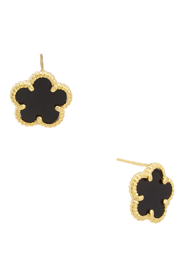 Onyx Clover Stud Earrings, Main, color, YELLOW