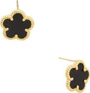 Juvell Onyx Clover Stud Earrings