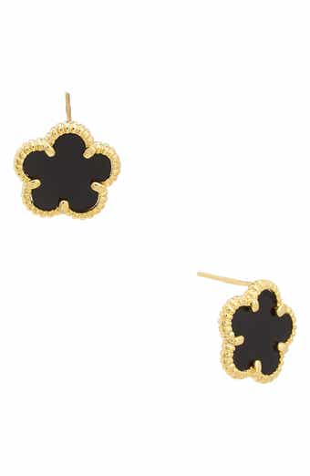 Onyx Clover Stud Earrings
