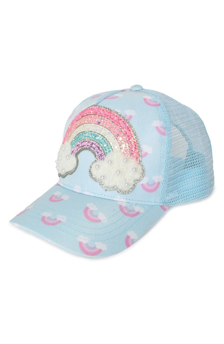 OMG Accessories Kids' Rainbow Trucker Hat, Main, color, Light Aqua