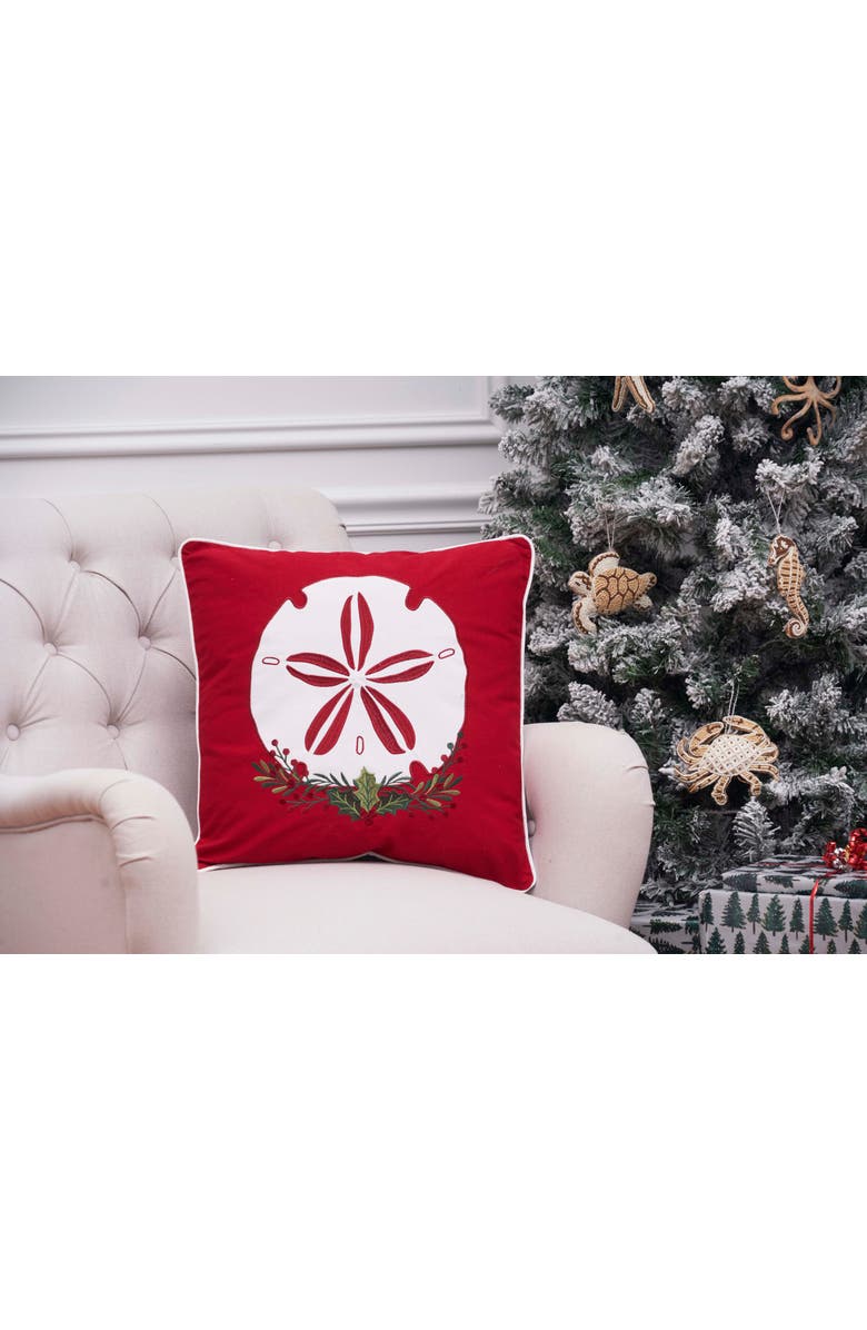 C&F Home Sea Life Sand Dollar Christmas Throw Pillow, 18" x 18", Alternate, color, Red