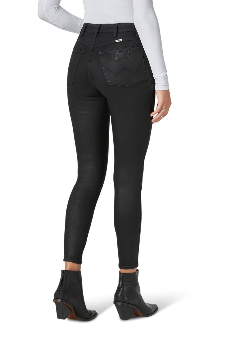 Wriggler High Waist Ankle Skinny Jeans, Alternate, color, BLACK COATED