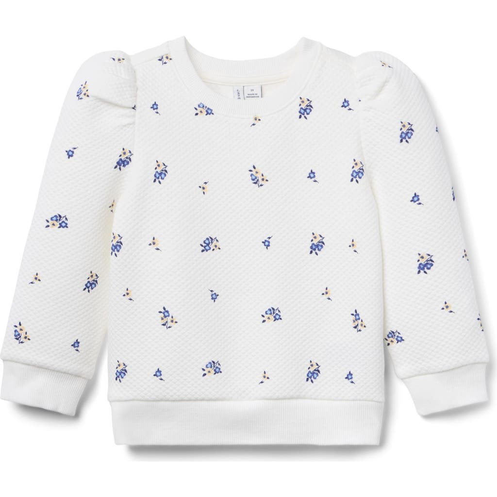 Janie And Jack Floral Quilted Sweatshirt In White