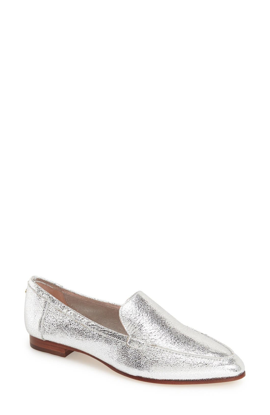 'carima' loafer flat, Main, color, SILVER