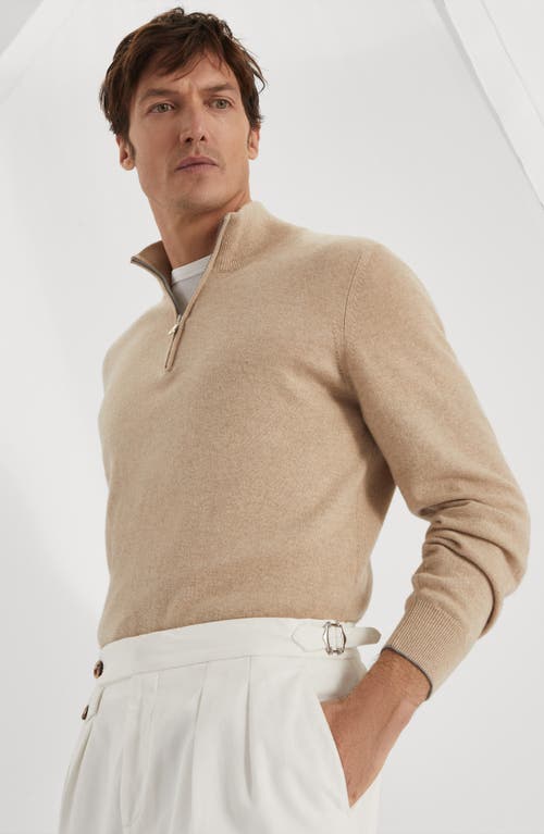 Brunello Cucinelli Cashmere Half-zip Sweater In Brown