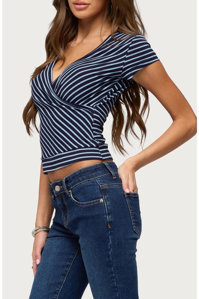 Naame Striped Wrap Top, Alternate, color, BLUE-AND-NAVY