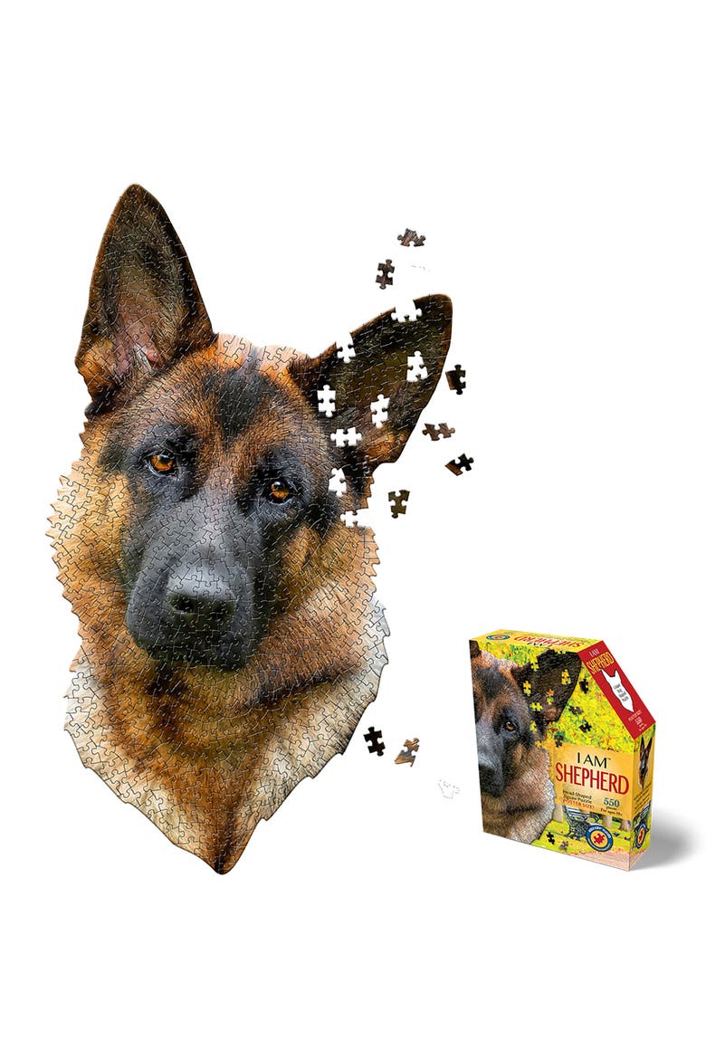 I Am Shepard 550 Piece Puzzle Dog Shaped Animal Jigsaw, 19 X 32", Main, color, Multicolored