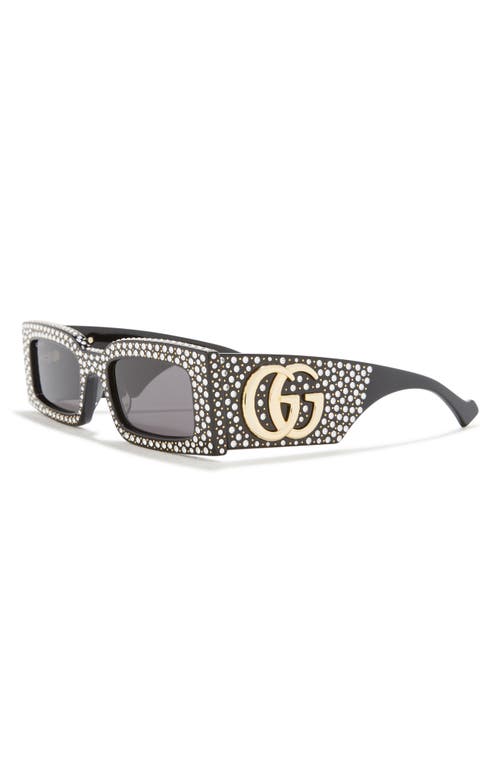 Gucci 53mm Special Edition Rectangular Sunglasses In Black Black Grey