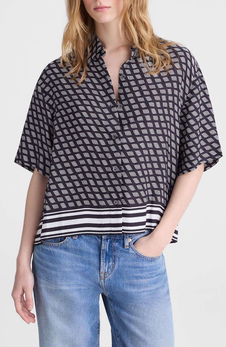 Madewell Geometric Boxy Button-Up Shirt, Main, color, Classic Navy