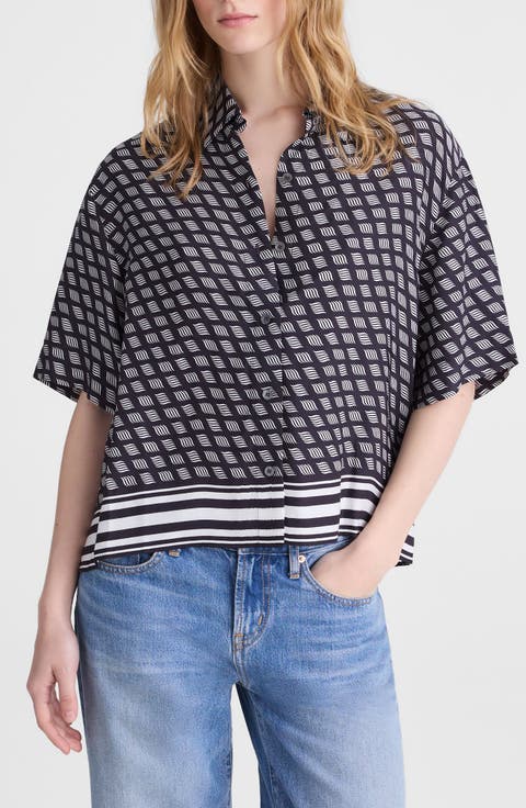 Geometric Boxy Button-Up Shirt