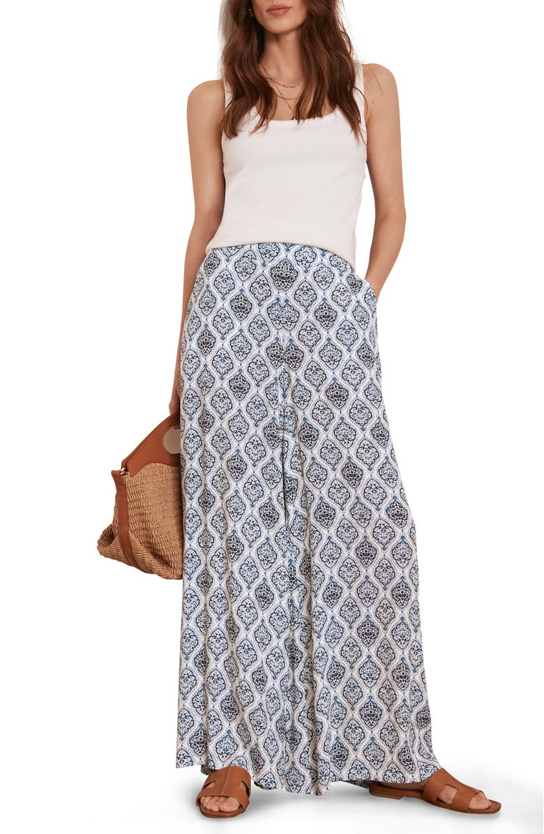 MINT VELVET Tile Print Trouser, Alternate, color, Cream