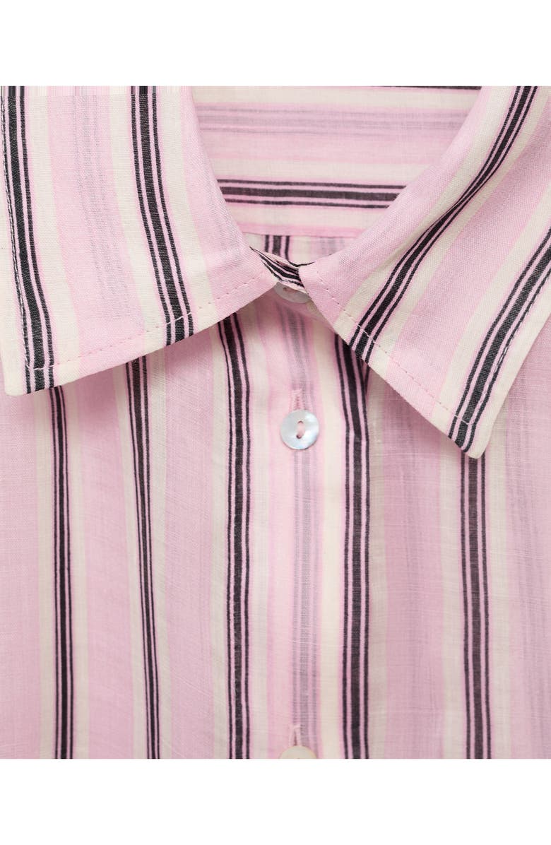 MANGO Stripe Button-Up Shirt, Alternate, color, Light Pink