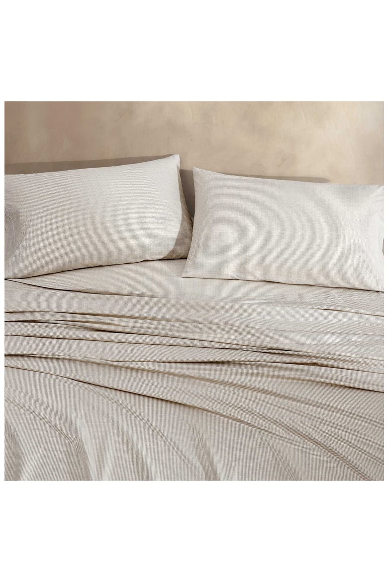 Broken Grid 200 Thread Count Cotton Percale Sheet Set, Alternate, color, MEDIUM BEIGE