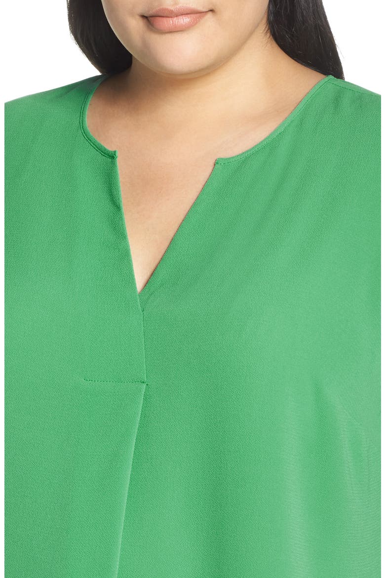 Soft Texture Split Neck Tunic, Alternate, color, EMERALD LEAF