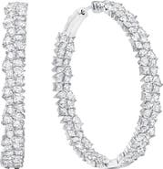 Crislu Cubic Zirconia Cluster Inside Out Hoop Earrings