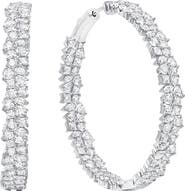 Crislu Cubic Zirconia Cluster Inside Out Hoop Earrings