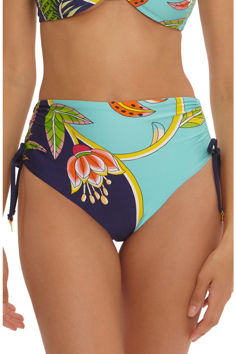 Flamingo High Waist Bikini Bottoms, Main, color, BLUE MUTLI