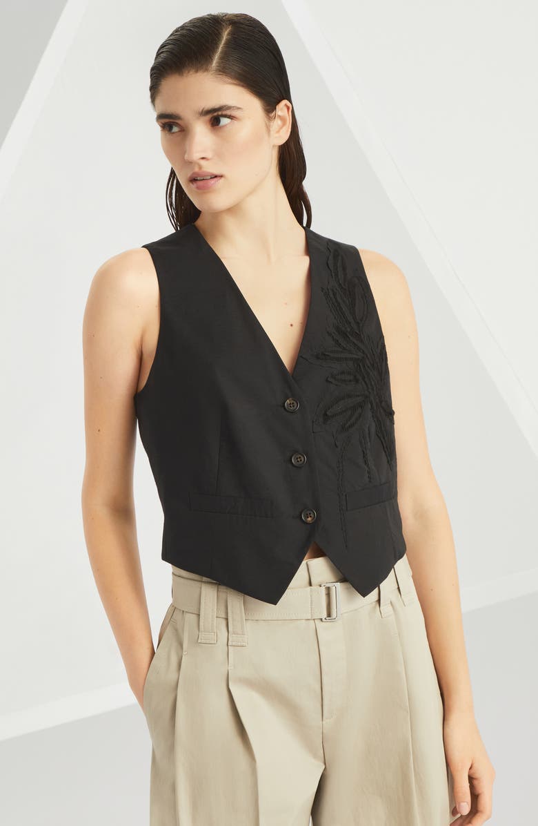 Brunello Cucinelli Flora Appliqué vest, Alternate, color,