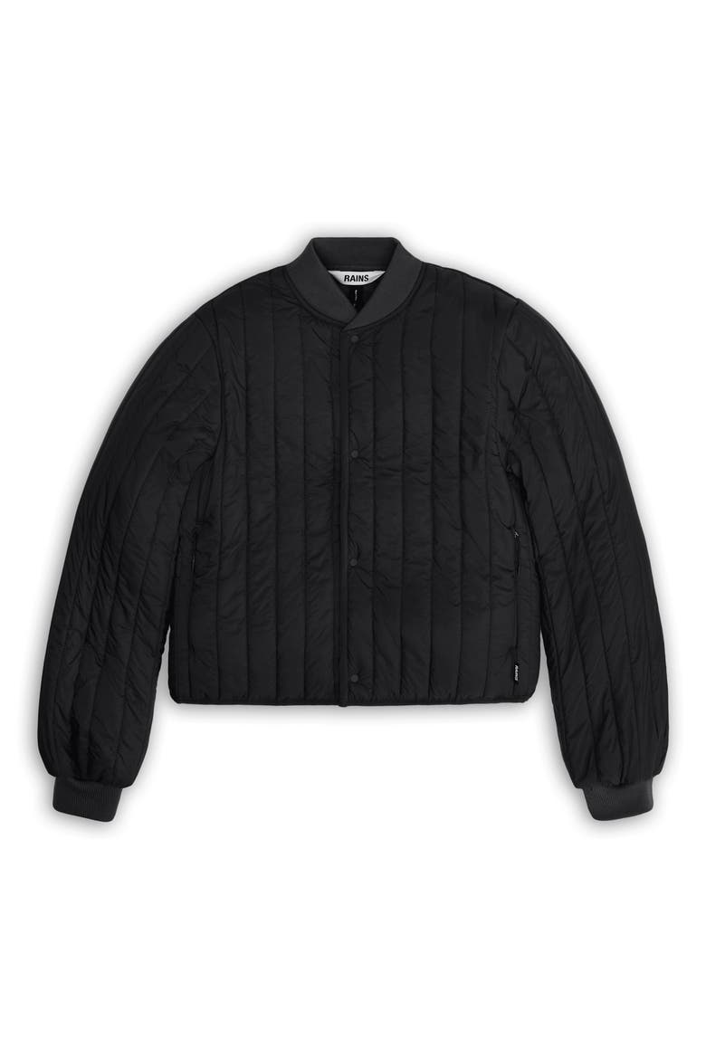 Banja Water Resistant Channel Quilted Bomber Jacket, Alternate, color, BLACK