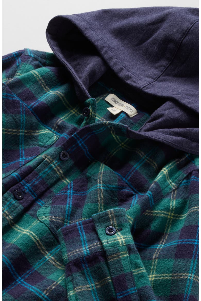 Kids' Hooded Flannel Shirt, Alternate, color, GREEN JASPER JOSE PLAID