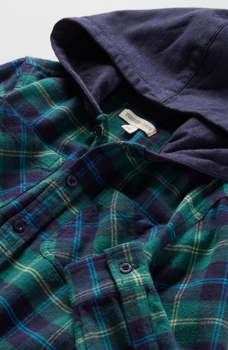 Tucker + Tate Kids
 Hooded Flannel Shirt, Alternate, color, Green Jasper Jose Plaid