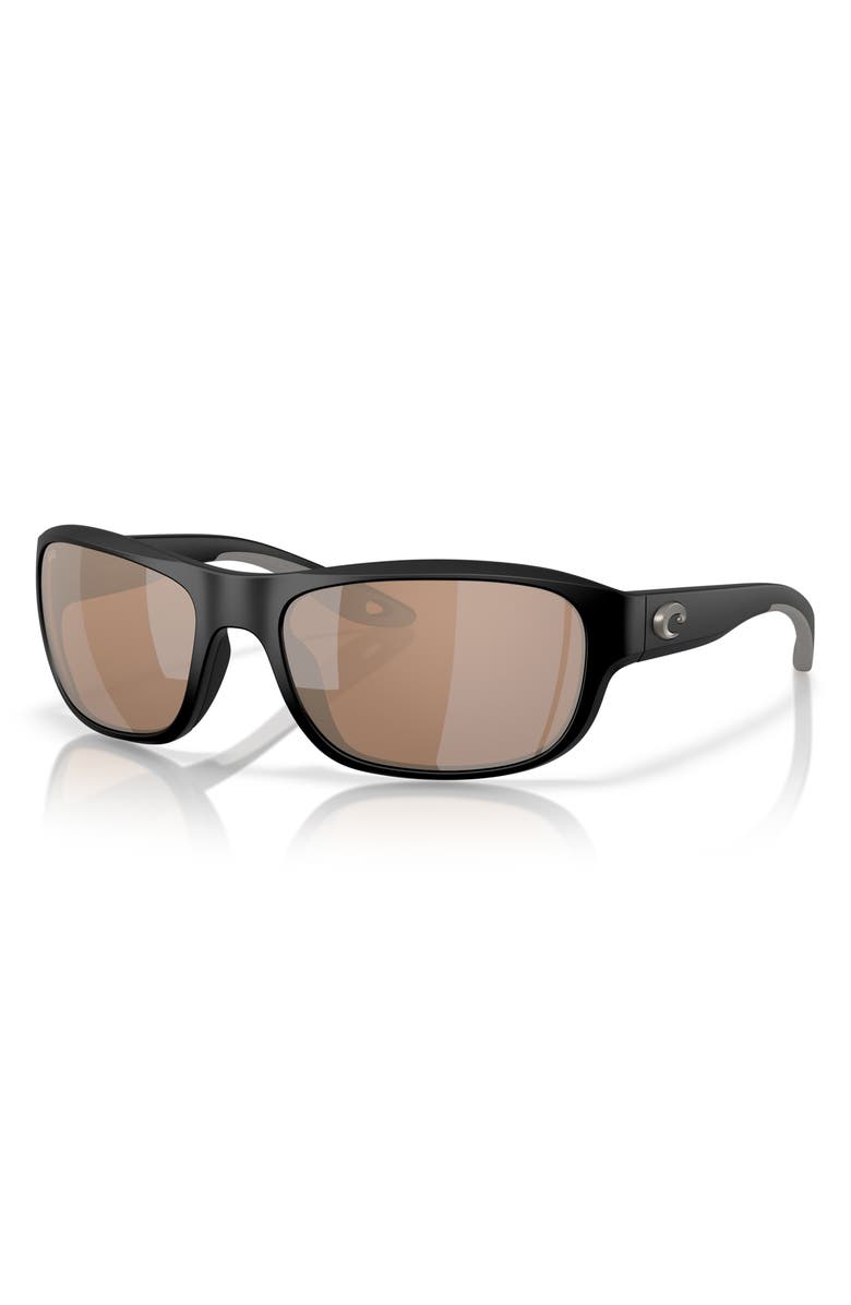 Costa Del Mar Clipperton 58mm Polarized Rectangular Sunglasses, Alternate, color, Black/ Copper Silver 580G