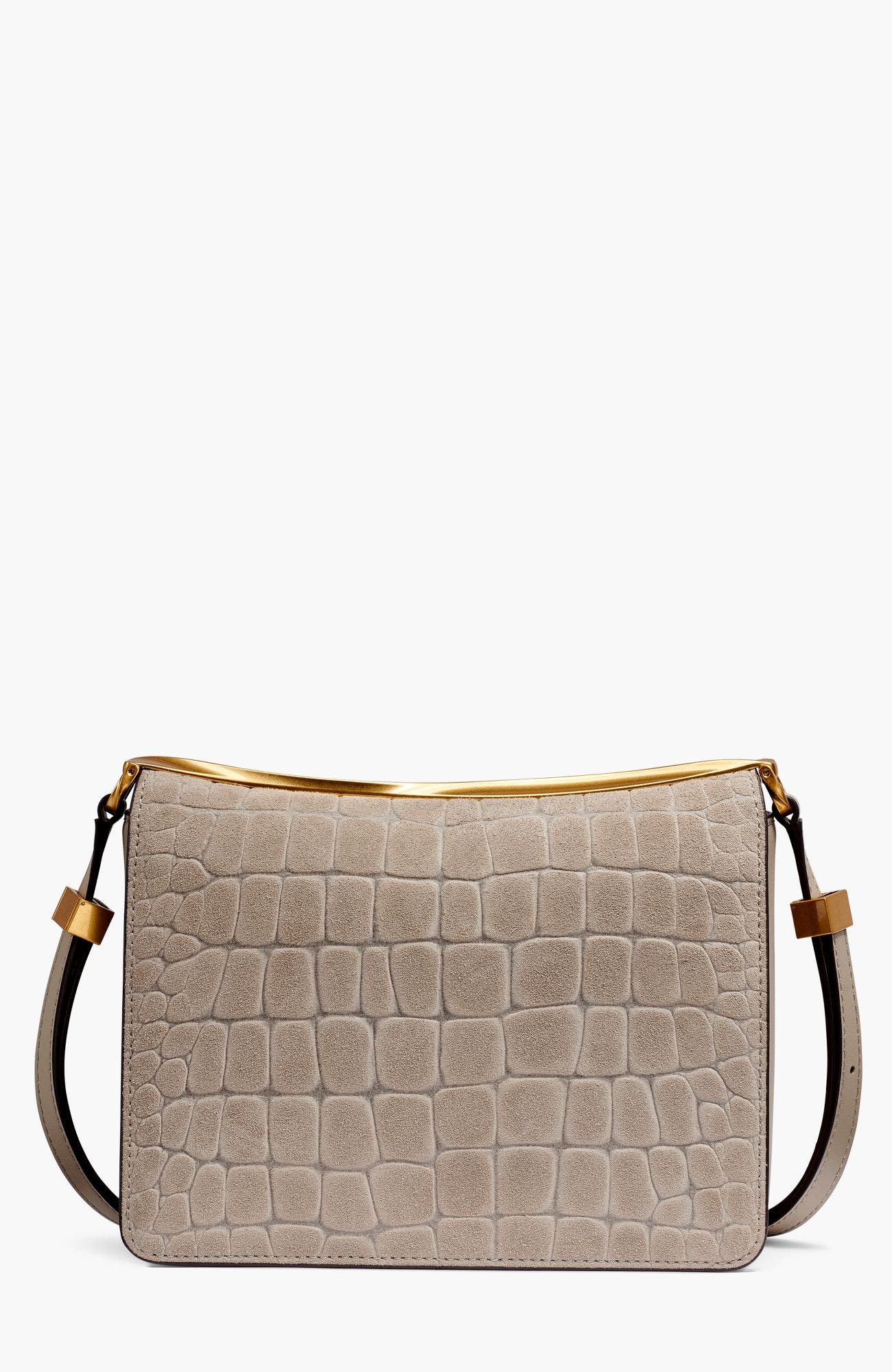 Jericho Croc-Effect Suede Shoulder Bag, Alternate, color, Moth