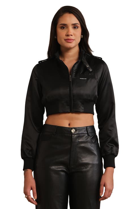 Women's Cropped Classic Satin Iconic Racer Jacket