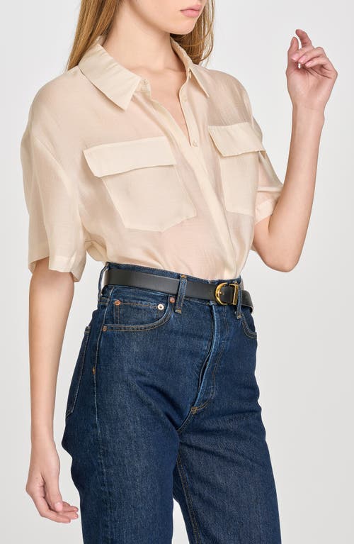 Wayf Daria Short Sleeve Button-up Shirt In Beige