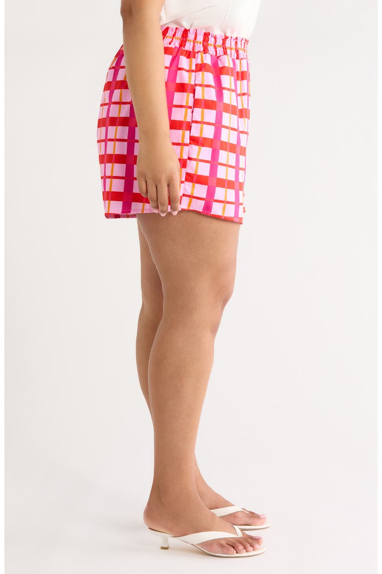 Darvy Check High Waist Shorts, Alternate, color, PINKS-ORG