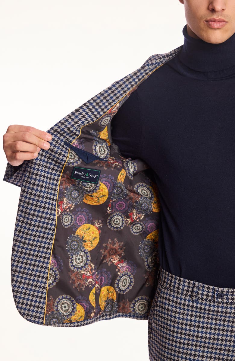 PAISLEY & GRAY Dover Slim Fit Blue Houndstooth Blazer, Alternate, color, Blue Black Houndstooth