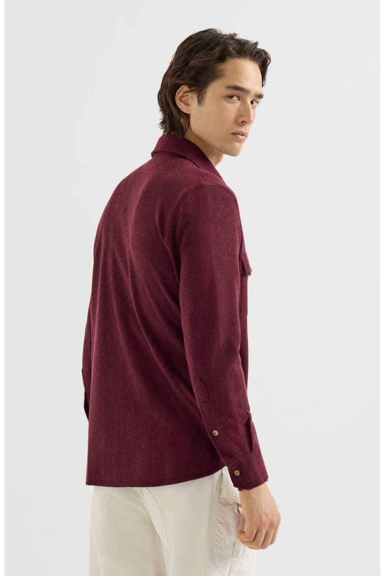 Virgin wool, cashmere and silk knit shirt, Alternate, color, Burgundy