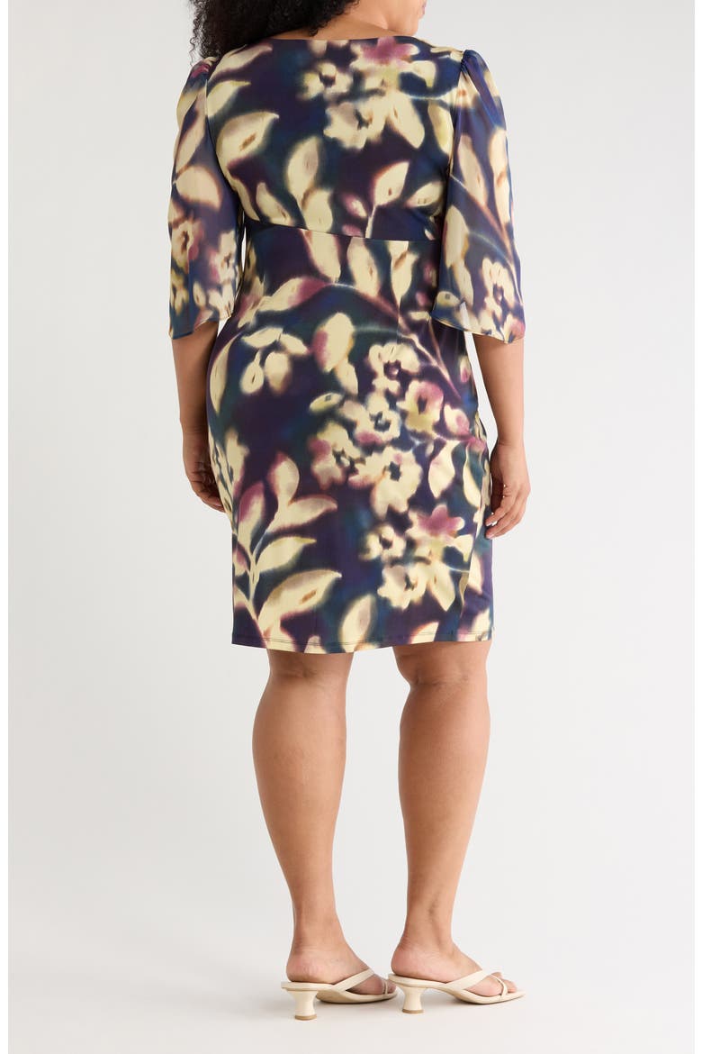 Cape Sleeve Mock Wrap Dress, Alternate, color, NAVY