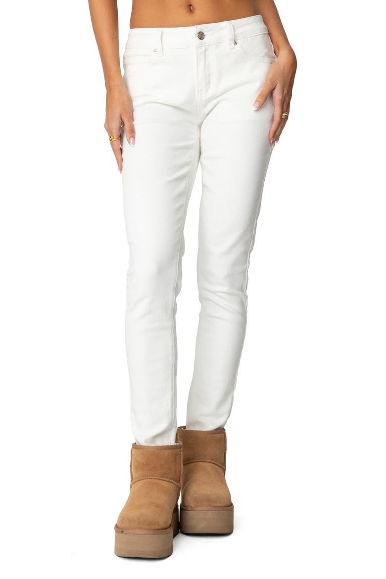 Berta Low Rise Skinny Jeans, Main, color, WHITE