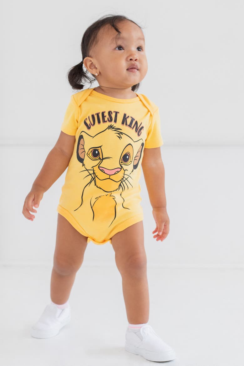 Lion King Boys' 5-Pack Short Sleeve Bodysuits, Alternate, color, Lion King Warm Multi