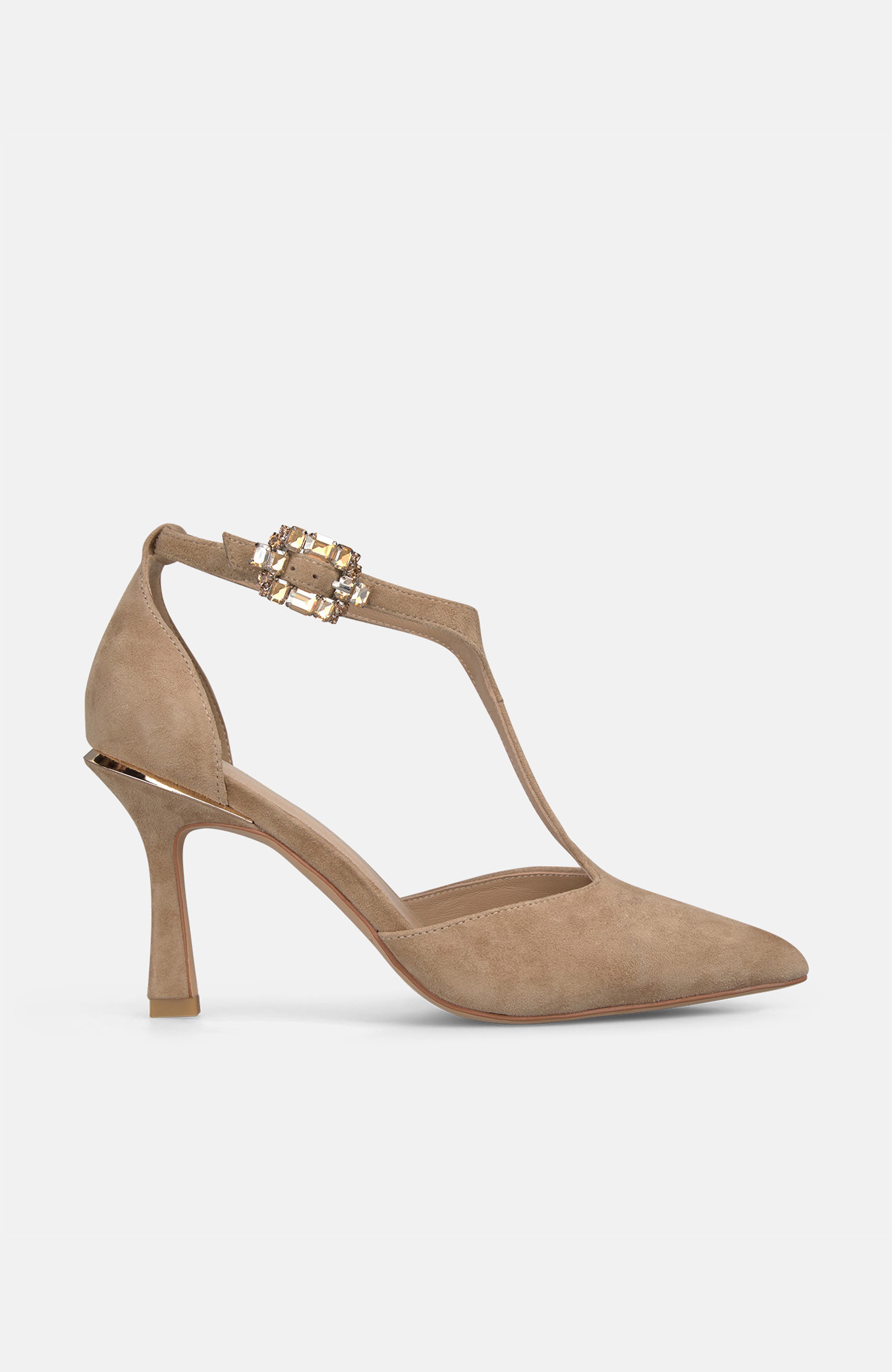 Pumps with Rhinestone Buckle, Main, color, Sand