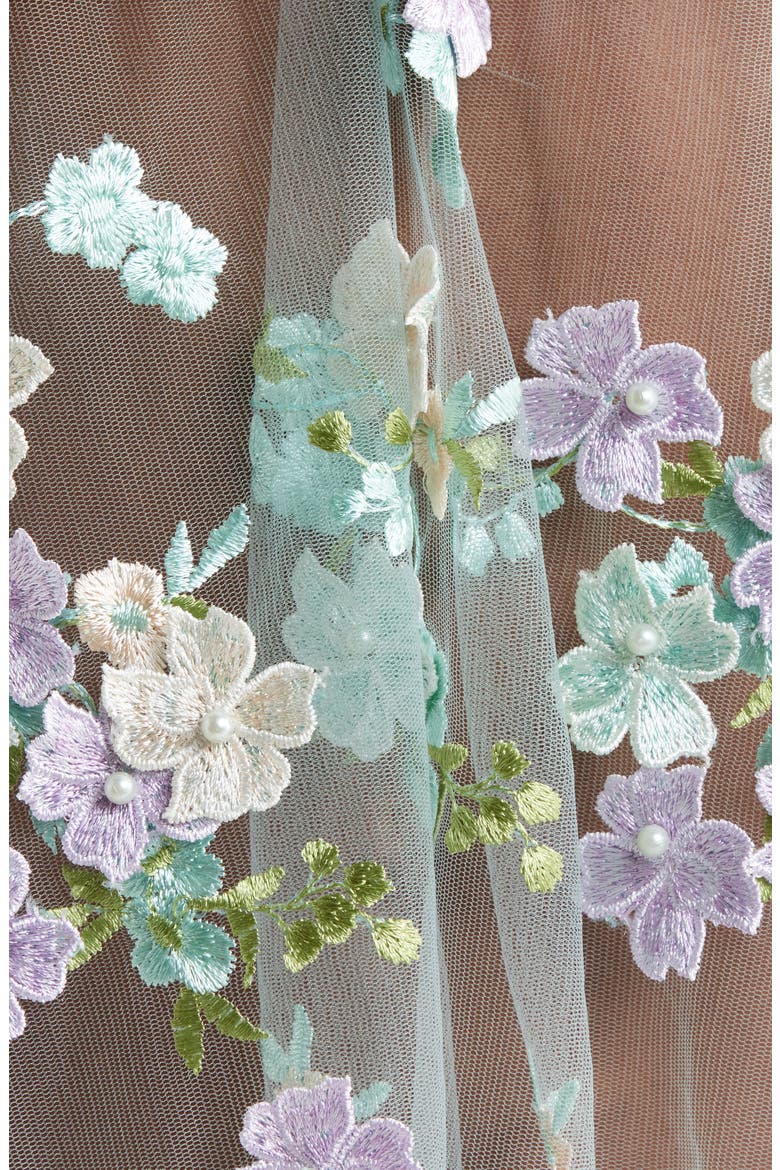 Embellished Embroidered Sheer Chemise, Alternate, color, POWDER BLUE MULTI