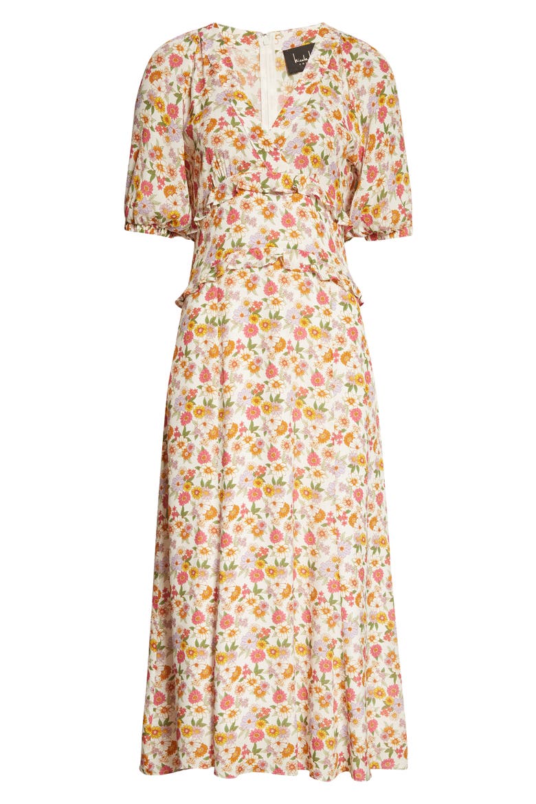 Sunshine Paradise Floral Midi Dress, Alternate, color, WHITE/MULT